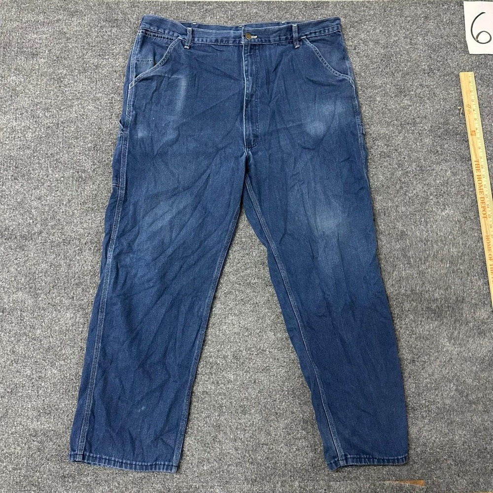 Wrangler Carpenter Jeans Mens Size 42 Blue Denim Relaxed Fit Utility Workwear